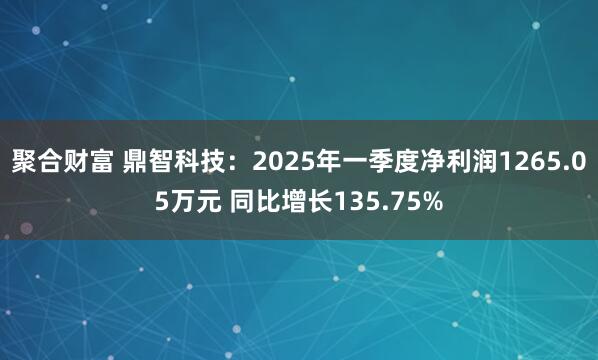 聚合财富 鼎智科技：2025年一季度净利润1265.05万元 同比增长135.75%