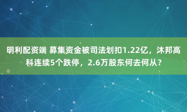 明利配资端 募集资金被司法划扣1.22亿，沐邦高科连续5个跌停，2.6万股东何去何从？